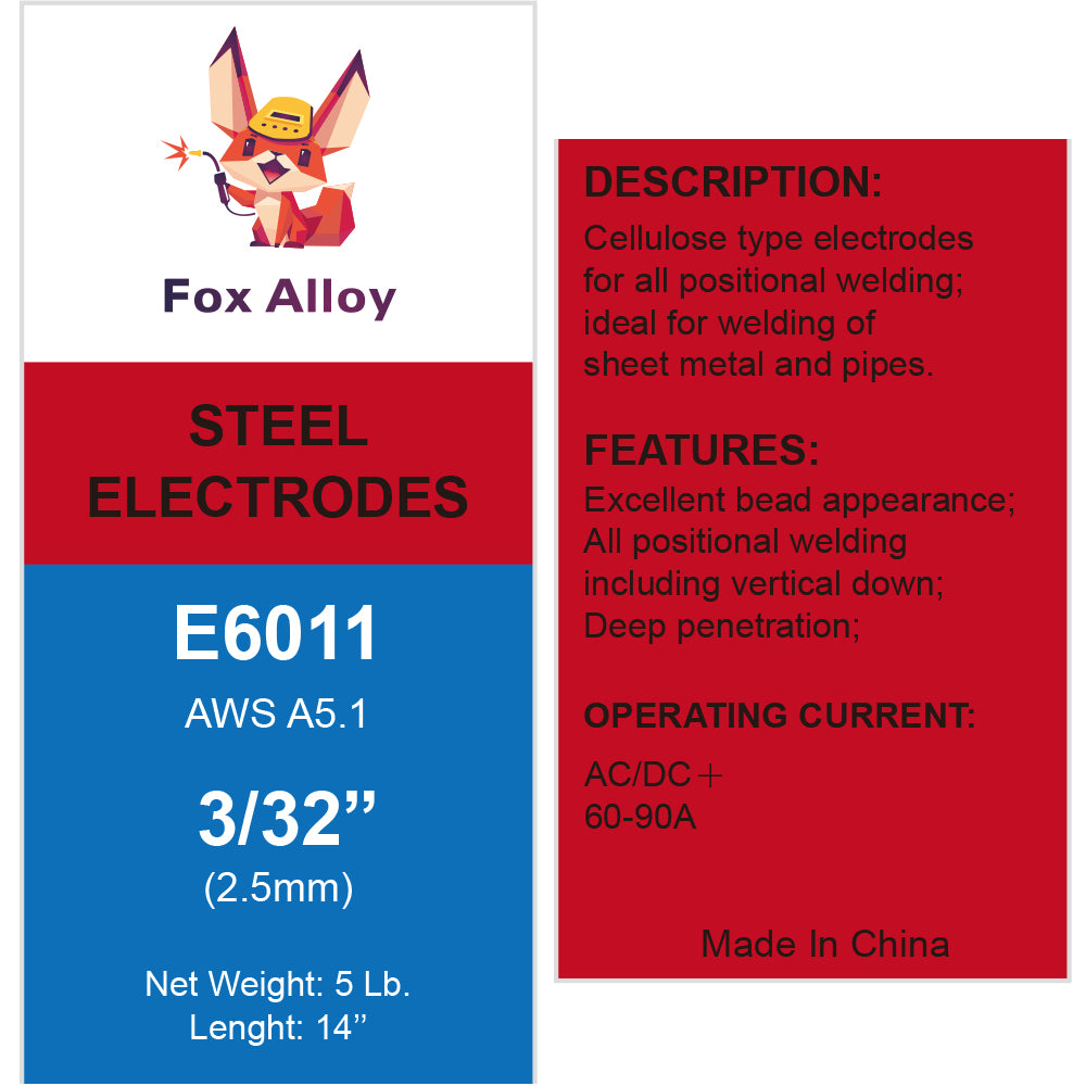 Fox Alloy 14" Carbon Steel Welding Electrode Welding Rod Stick E6011