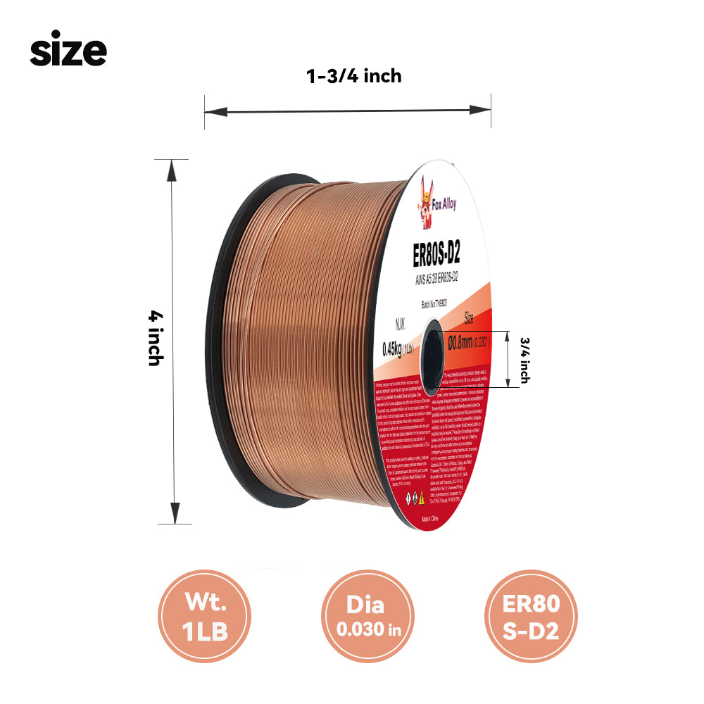 Fox Alloy ER80S-D2 0.030" Low Alloy Mig Wires - 1Lb Spool Welding Wire