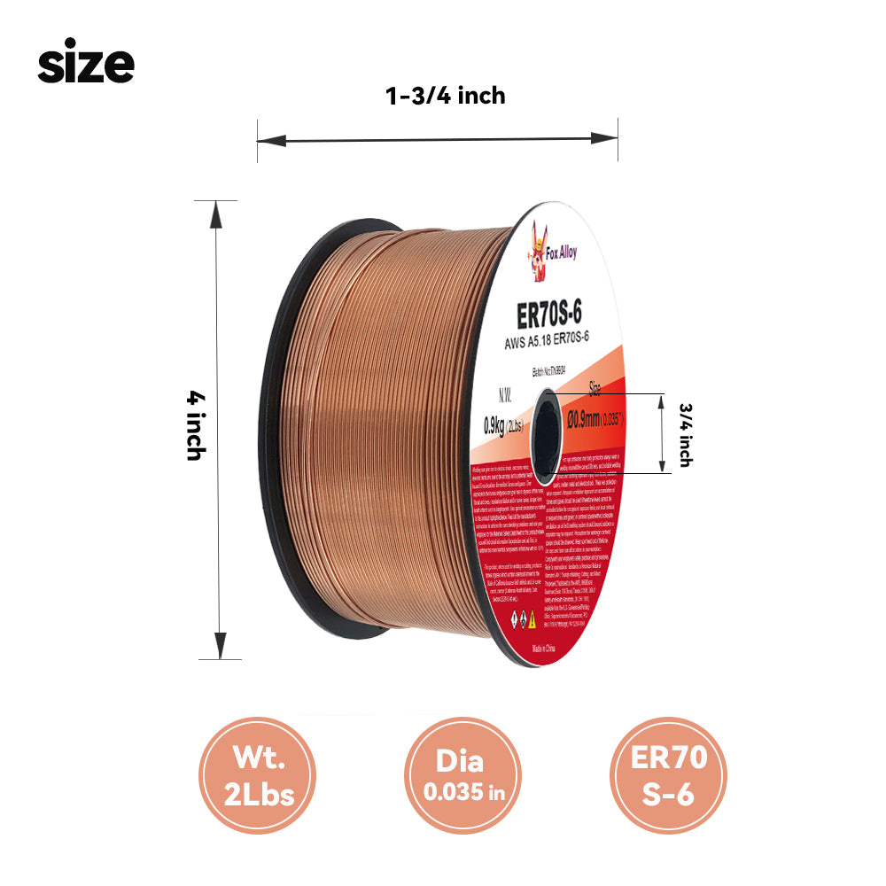 Fox Alloy ER70S-6 0.023"/ 0.030"/0.035" Solid Core Mig Wire - 2 Lbs Spool Welding Wire