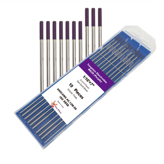 Fox Alloy 10pcs Rare Earth Blend Tungsten Electrode Purple WG20 TIG Welding Accessories