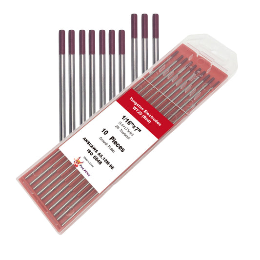 Fox Alloy 10pcs 2.0% Thoriated Red Tungsten Electrodes WT20 TIG Welding Accessories