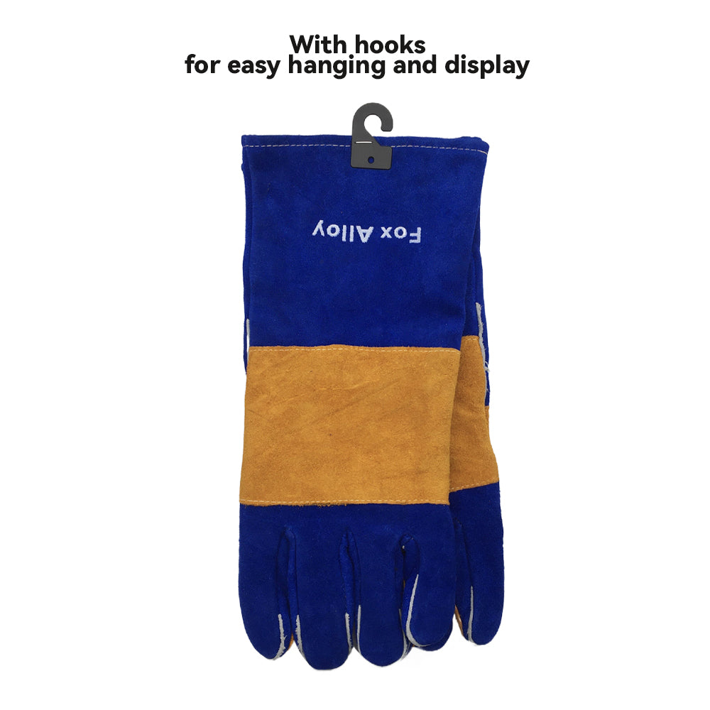 Fox Alloy Leather 16 Inch Long Heat Resistant Blue Stick Welding Gloves