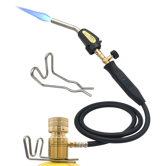 MAPP Propane Torch, Fox Alloy Welding Propane Torch with Self Ignition Trigger and 1.5m Hose Fit, Mapp Gas Torch with Adjustable Flame Control Knob Easily Size Flame for Heating Soldering Brazing